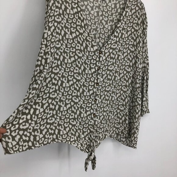 George Women's Grey abstract pattern Button $ Tie Front Dolman Blouse Size XL - Picture 12 of 16